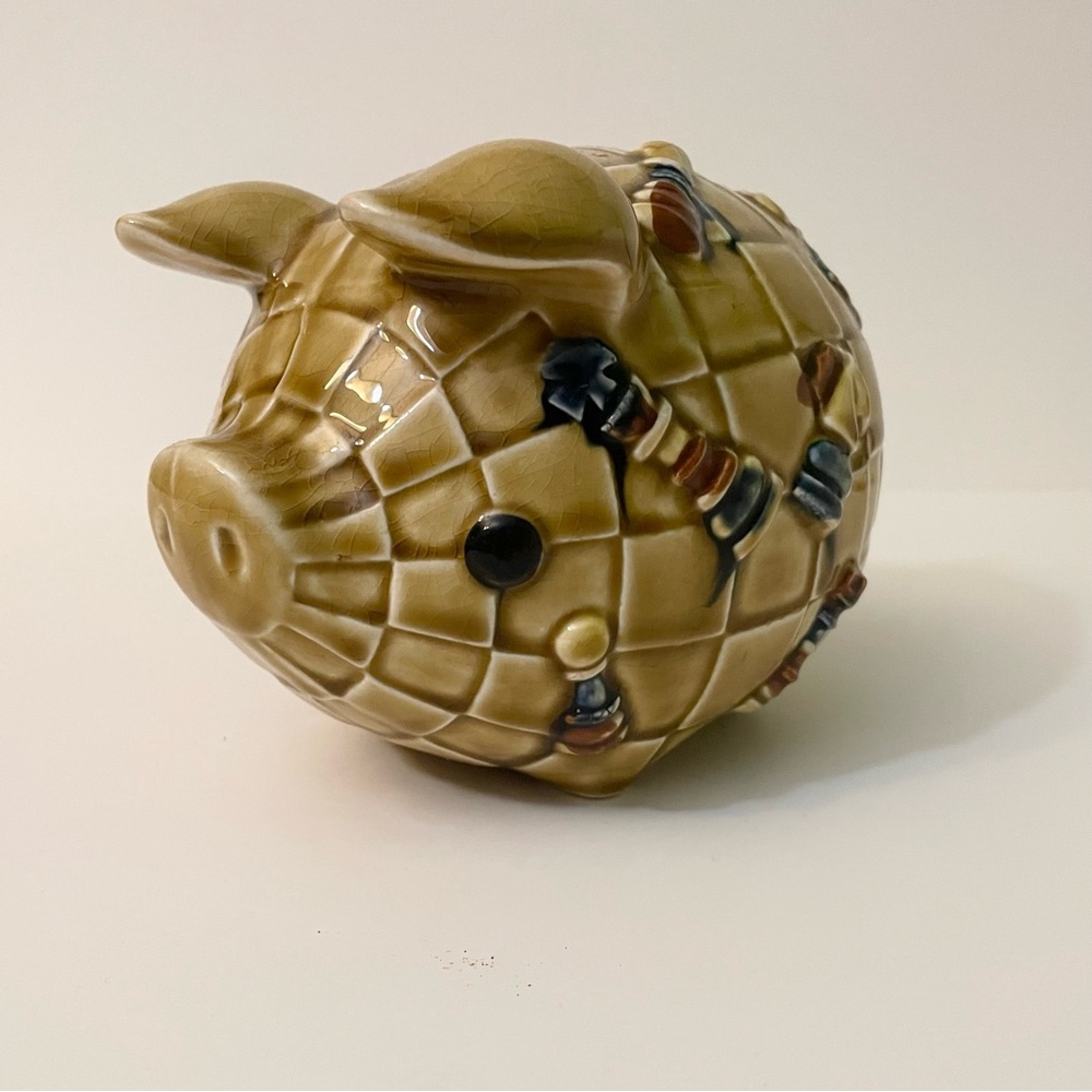 Vintage Ceramic Coin Piggy Bank Chess Game Theme Japan